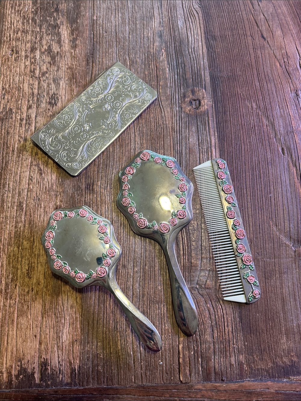 Vintage Silver studiosmiths Vanity Set  and hansaware check holder bundle.